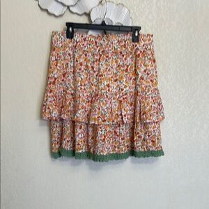 LOFT Orange Tiered Mini Skirt Resort Wear